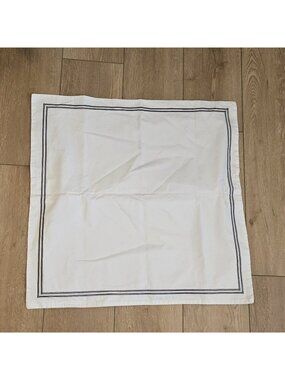 Pinzon White Cotton 26" Square Euro Pillow Sham Silver Gray Embroidered Trim